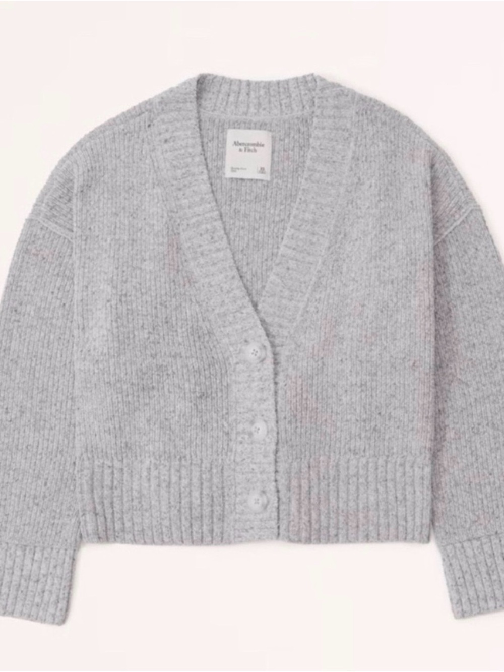 Abercrombie & Fitch Light Gray Ribbed V-Neck Button Cardigan